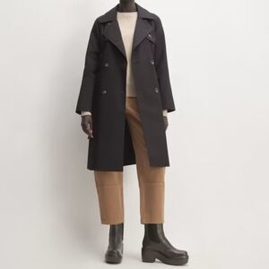 Everlane The Trench Coat Cotton Double Breasted Belted Black XS